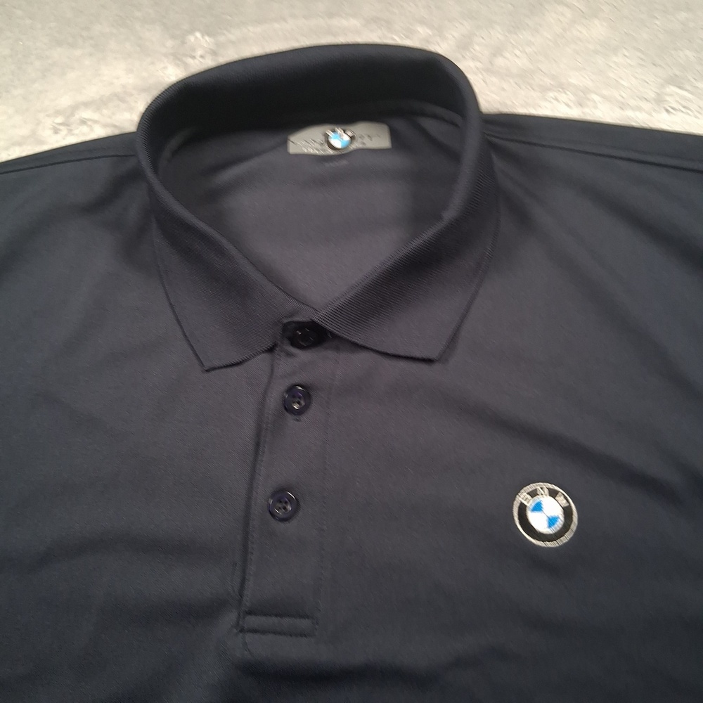 BMW Polo Shirt Mens 2XL Blue Vansport Performance Automotive Logo Motorsport